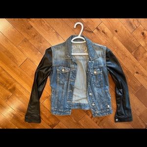 Talula jean jacket with vegan leather sleeves